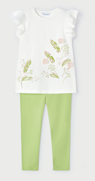 Mayoral - 2-teiliges Set/ T-Shirt weiß & Leggings grün